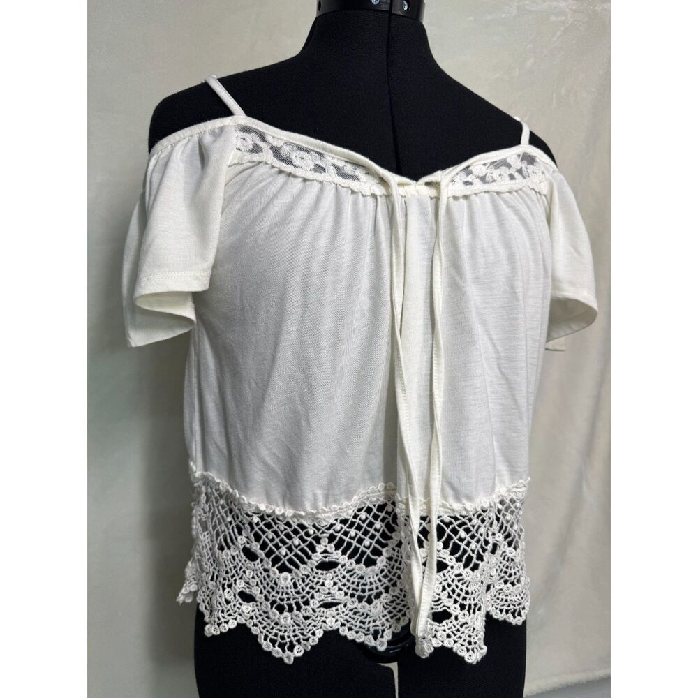American Rag Off The Shoulders Boho Crop Top White Size S